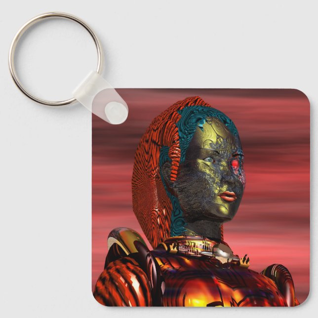 Porte-clés ARES - CYBORG PORTRAIT, RED SUNSET Science Fiction (Recto)