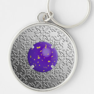 Porte-clés Argent Damask avec faux lapis lazuli gemstone