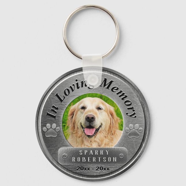 Porte-clés Argent mémorial de chien personnalisé (Recto)