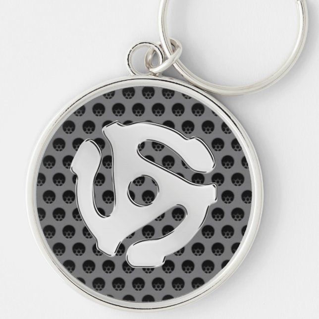 Porte-clés Argent Rétro Chrome Comme 45 espaceur (Devant)