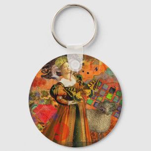 Porte-clés Aries Orange Woman : Collage d'art antique gothiqu