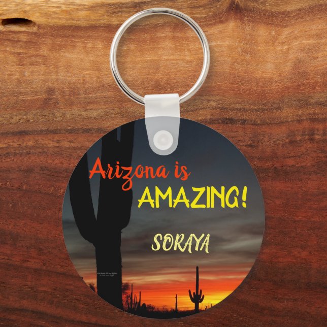 Porte-clés "Arizona is Amazing !" Cactus Sunset Sonoran (Recto)