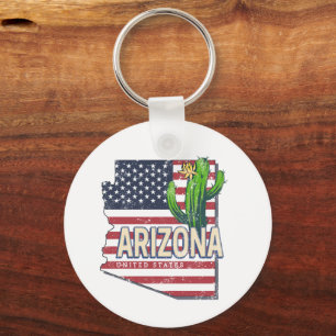 Porte-clés Arizona State États-Unis Carte Retro Vintage USA