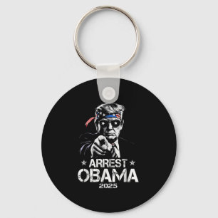 Porte-clés Arrestation Obama 2025 Drapeau Américain Conceptio