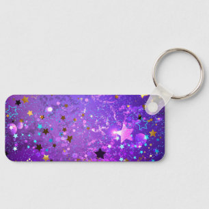 Porte-clés Arrière - plan de feuille violet avec étoiles