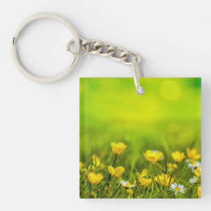Porte-clés Arrière - plan des fleurs de printemps