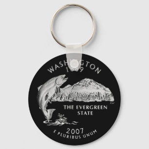 Porte-clés Arrière - plan noir du Washington State Quarter