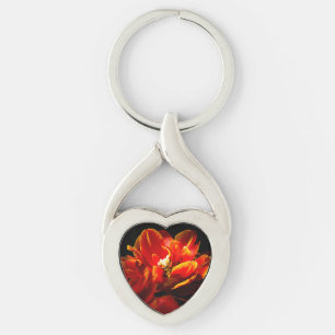 Porte-clés Arrière - plan rouge tulipes foncé