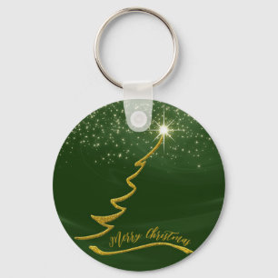 Porte-clés Arrière - plan Vert Parkly Avec Arbre De Noël Or