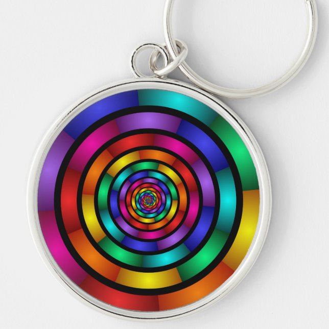 Porte-clés Arrondi et psychédélique coloré Art moderne fracta (Devant)