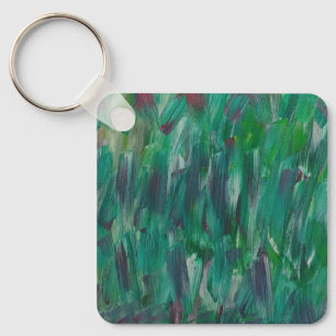 Porte-clés Art Abstrait Coloré Vert Rouge Blanc Caché