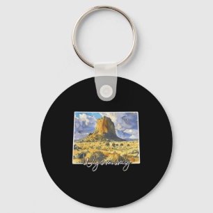 Porte-clés art aquarelle de paysage du Wyoming pour les amour