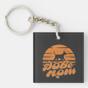 Porte-clés Art Chien Mère Dobe Coucher de Soleil