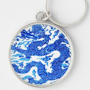 Porte-clés Art chinois bleu vintage de vase à porcelaine de