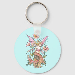 Porte-clés Art de Fée de Fleur Rose