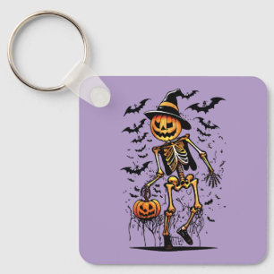 Porte-clés Art de Halloween squelette de citrouille