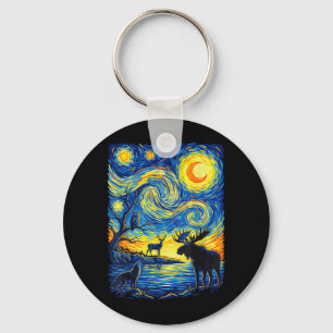 Porte-clés Art de la faune impressionniste Nature Élan Loup H