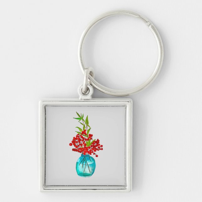Porte-clés Art de l'aquarelle Red Berries (Devant)