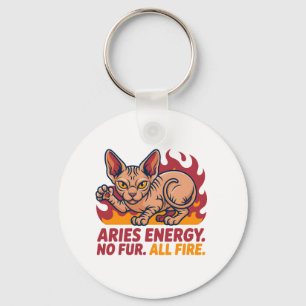 Porte-clés Art de l'énergie du zodiaque du feu du chat Sphynx