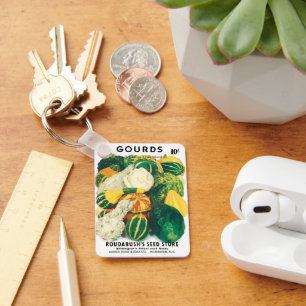 Porte-clés Art de pochette de graines vintage, gourdes et cou