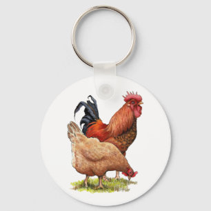Porte-clés Art de poulet et de coq, volaille, animaux de ferm