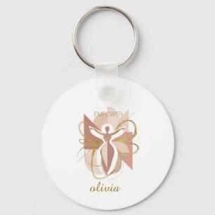 Porte-clés Art de silhouette de femme dorée abstraite Empower
