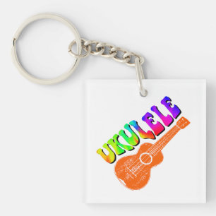 Porte-clés Art de texte groovy Tie Dye Ukulele