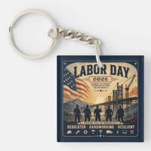 Porte-clés Art de tribut vintage de la fête du travail améric