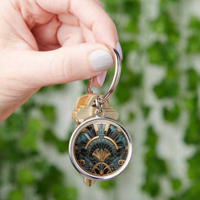 Porte-clés Art Déco Vintage Géométrique Élégant (main)