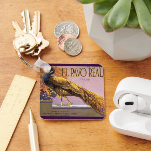 Porte-clés Art d'étiquette de caisse de fruits vintage El Pav