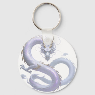 Porte-clés Art du Dragon Blanc   Esthétique Fantastique Mythi