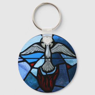 Porte-clés Art en verre souillé de Saint-Esprit