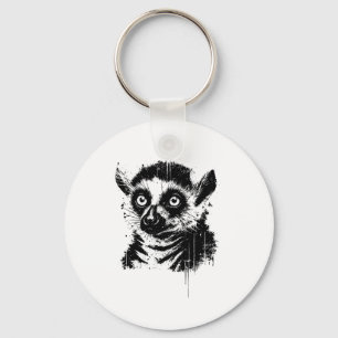Porte-clés Art encre lémurien jungle Madaga faune Rtrait Nge