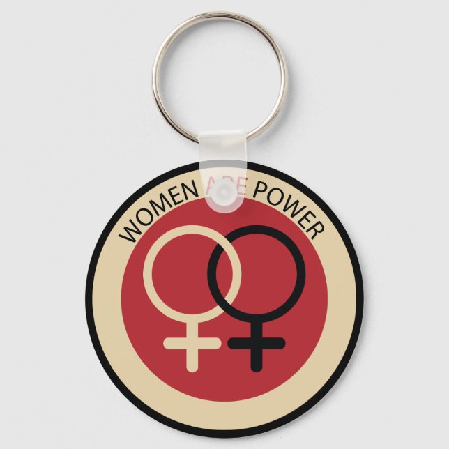 Porte-clés Art féministe "Les femmes sont le pouvoir" rouge n (Recto)