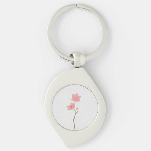 Porte-clés Art floral minimaliste rose Sakura fleur de cerisi