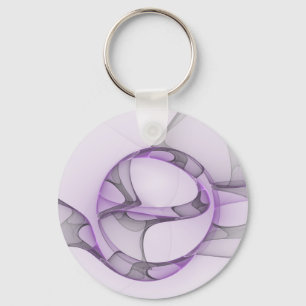 Porte-clés Art fractal abstrait moderne lavande gris