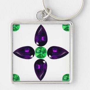 Porte-clés Art Gemstone, vert et violet Porte - clé