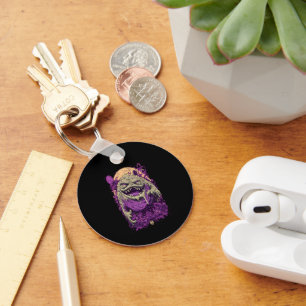 Porte-clés Art Horreur Monstre à Cornes Violettes