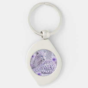 Porte-clés Art majestueux de léopard royal violet orné de bij