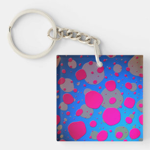 Porte-clés Art moderne rose vif et bleu