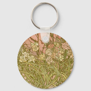 Porte-clés Art Nouveau Alfonse Mucha fleurs d'oeillets floral