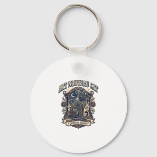 Porte-clés Art Nouveau Chat Chat Art Nouveau Vintage Vector A