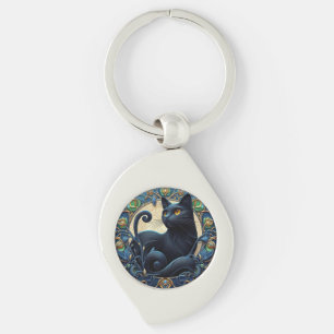 Porte-clés Art Nouveau Chat noir Porte - clé celtique