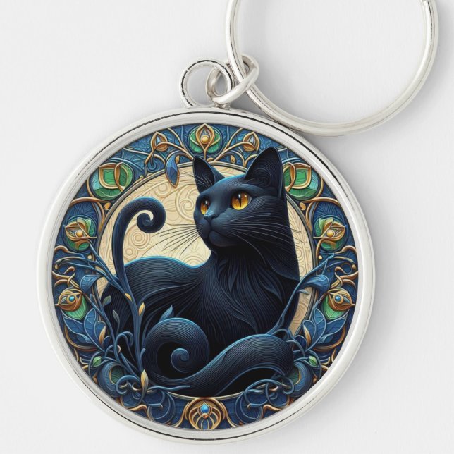 Porte-clés Art Nouveau Chat noir Porte - clé celtique (Devant)