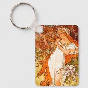 Porte-clés Art Nouveau Printemps d'Alphonse Mucha