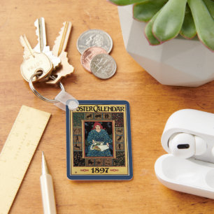 Porte-clés Art Nouveau vintage, femme lisant un livre d'astro
