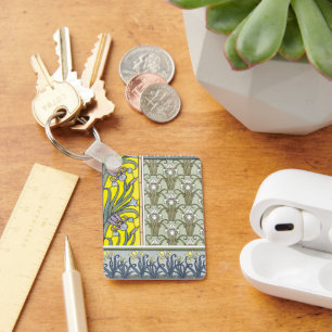 Porte-clés Art Nouveau vintage, fleurs d'iris de jardin