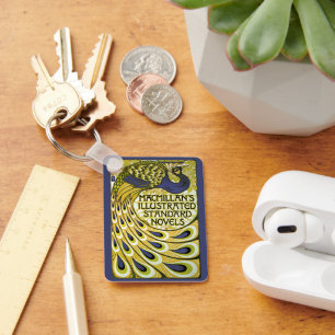 Porte-clés Art Nouveau vintage, plume de paon Macmillan