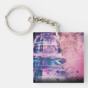 Porte-clés Art numérique vintage en verre