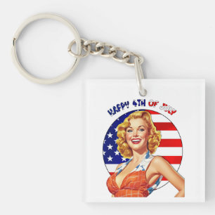 Porte-clés Art Rétro Fille Pin-up Américaine